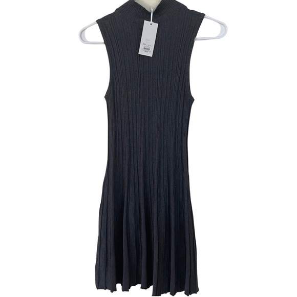 NWT Candie’s Sleeveless Ribbed Sweater Dress sz Small Charcoal Gray A-Line - Picture 4 of 7